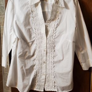 Alfred Dunner 16W button down with lace 3/4 sleeve